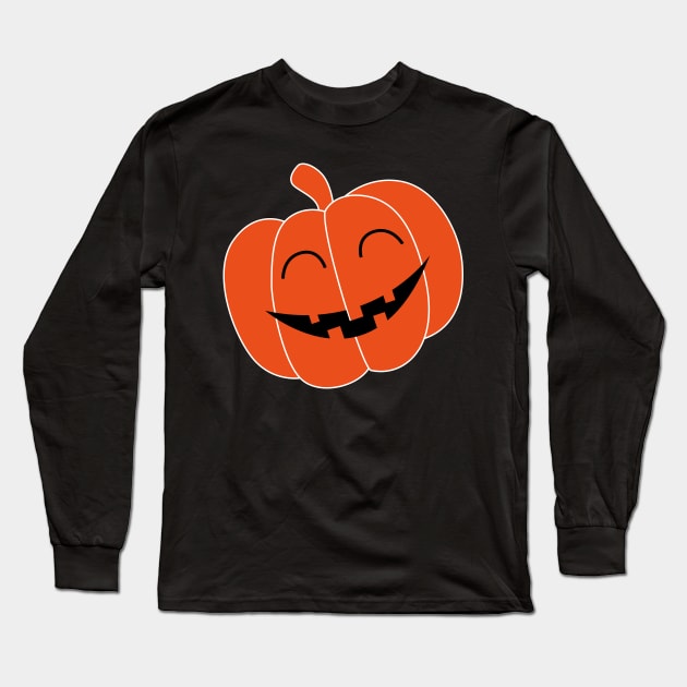 Halloween costume smiling pumpkin face Long Sleeve T-Shirt by The Green Path